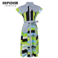 hepidem clothing summer fashion runway chiffon long dresses womens short sleeve elegant floral print party holidays dress 69948