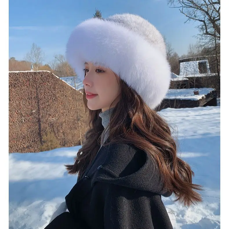

Real Mink Hair Women's Hat Woven Fox Hair Fisherman Hat Hot Selling Autumn and Winter Women's Warm Hat Fashion and Elegant