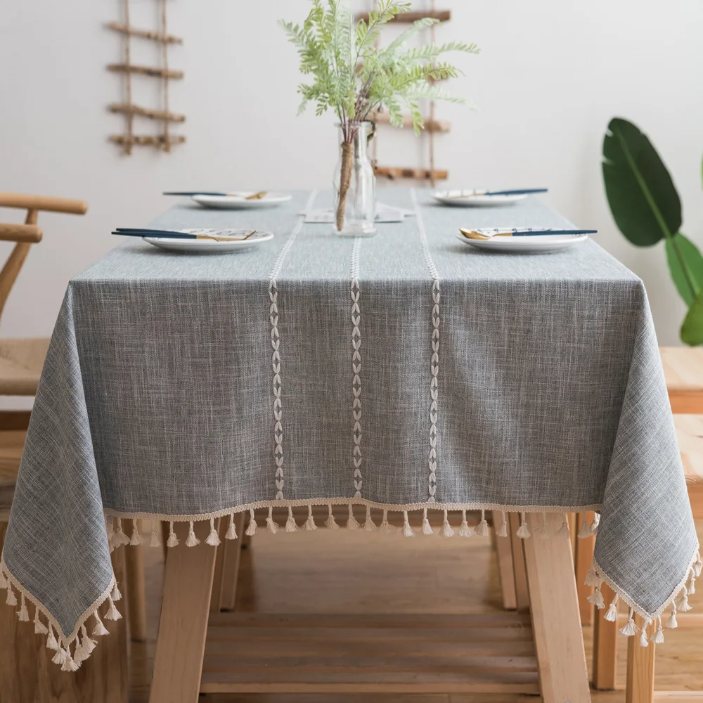 

Rectangle Table Cloth Linen Wrinkle Free Anti-Fading Tablecloths Washable Dust-Proof Table Cover for Kitchen Dinning Party