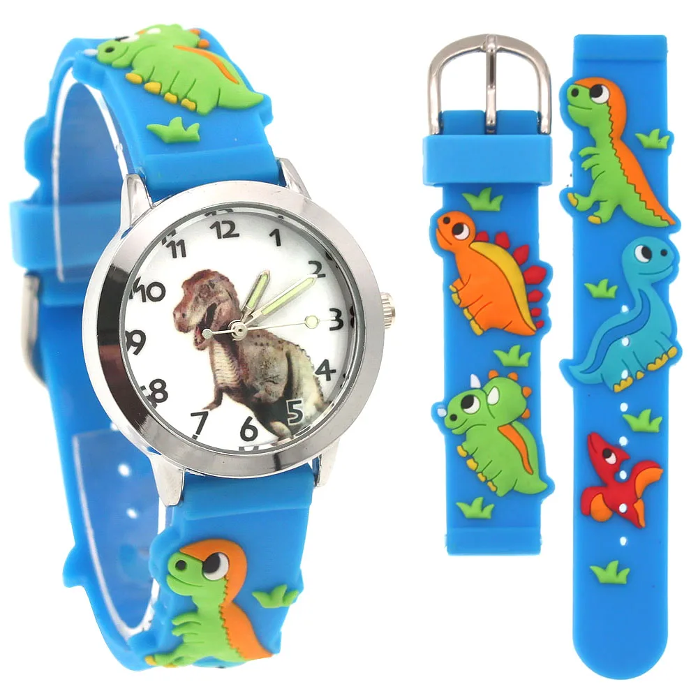 Cartoon Watches Fashion Casual Summer Boys Girs Dinosaur Silicone Strap Quartz Watches Children Gift Kids Students Digital Watch