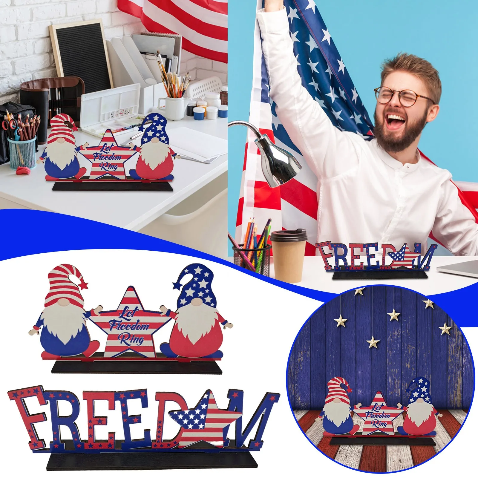 

Independence Day Decorations Wooden Letters Creative United States National Day July 4th Holiday Diy Ornament Home Decoration