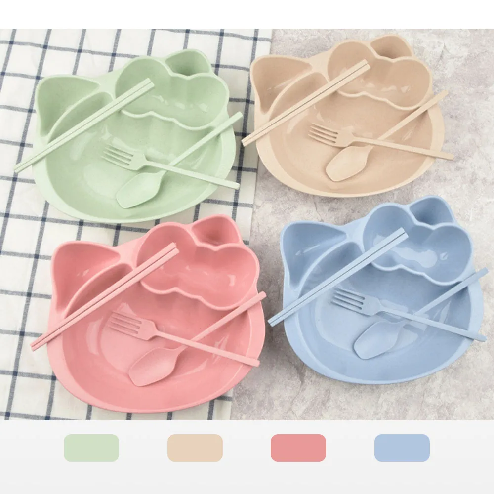 Комплект детской посуды из 4 предметов креативная Милая Антискользящая