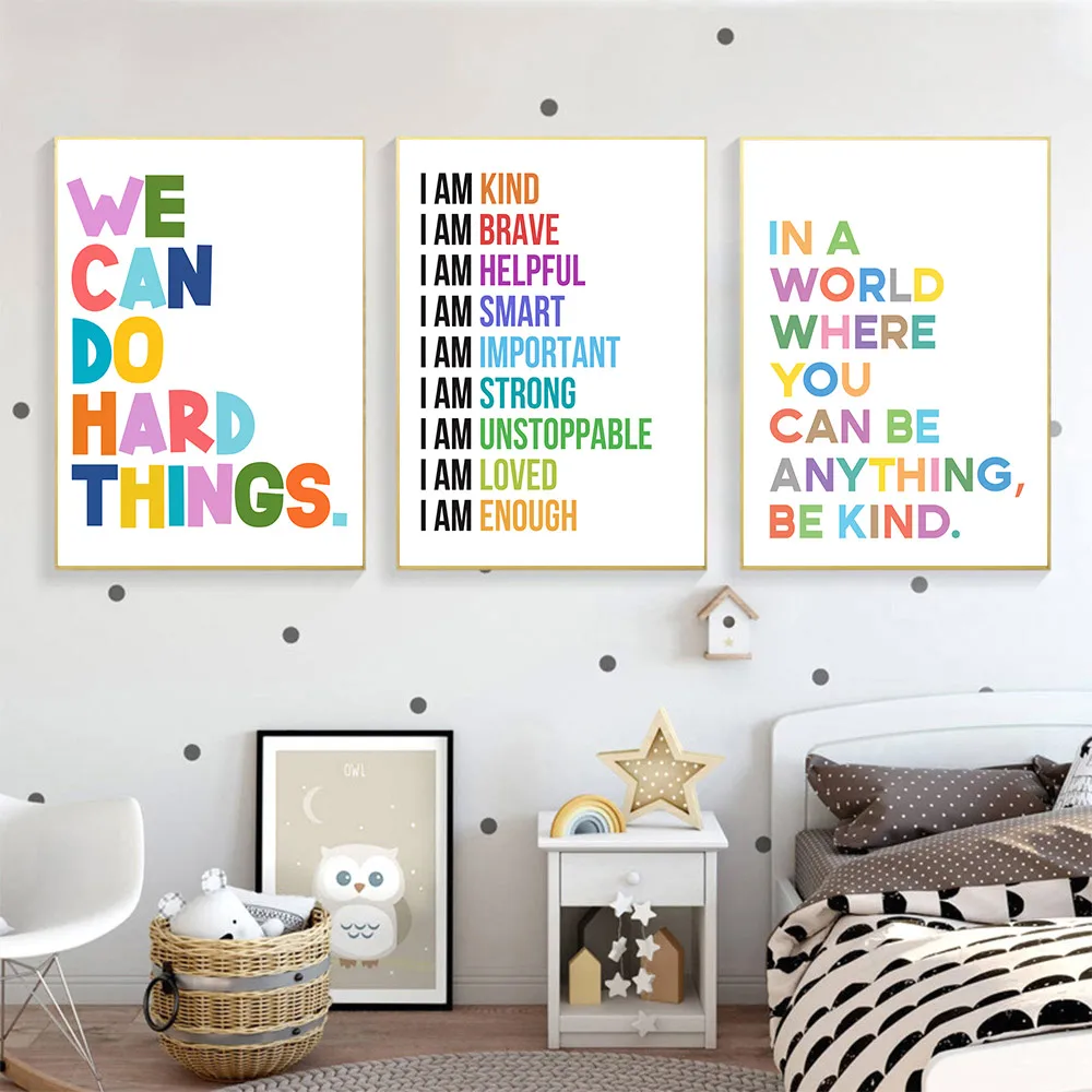 

Inspirational Quotes Wall Art Canvas Painting Positive Affirmation Quote Poster Nursery Print Nordic Wall Pictures Room Decor