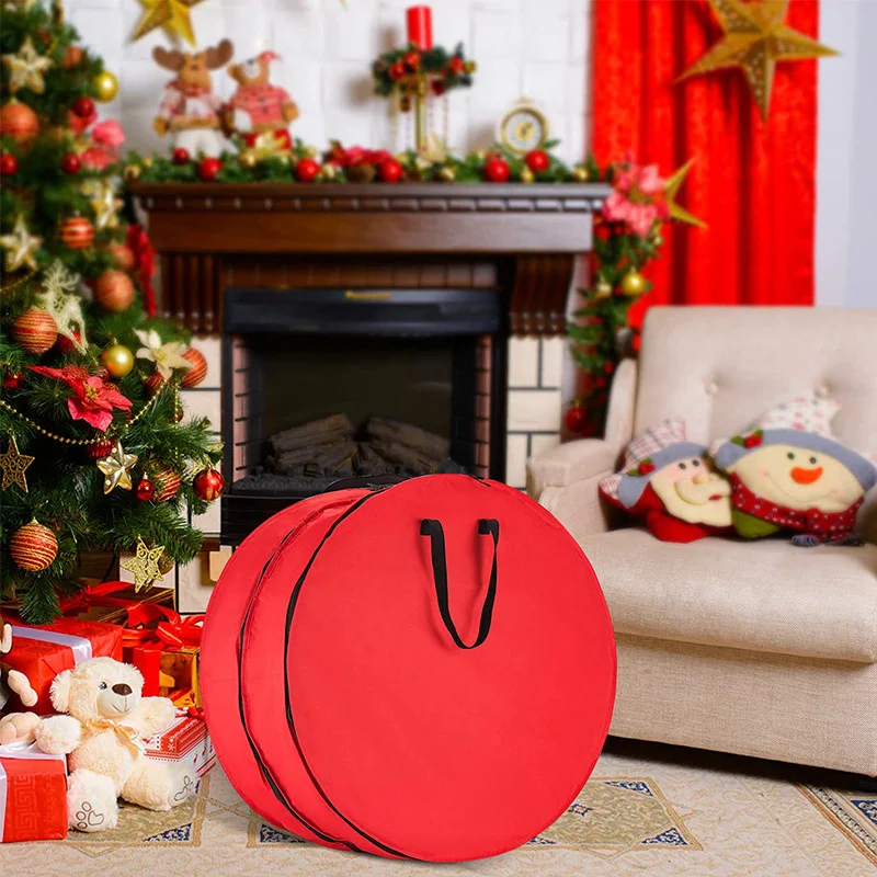 

Вместительная Рождественская Декоративная Сумка для хранения, венок, декоративный шар, ткань Оксфорд 600D, двухслойная сумка