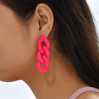 2022 new colorful acrylic chain drop earrings for women fashion resin geometric earrings bohemia party jewelry gift