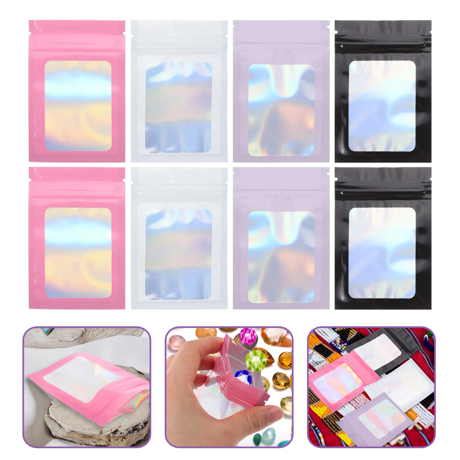 

Bag Bags Sealing Selfportable Small Shiny Packing Earring Necklace Storage