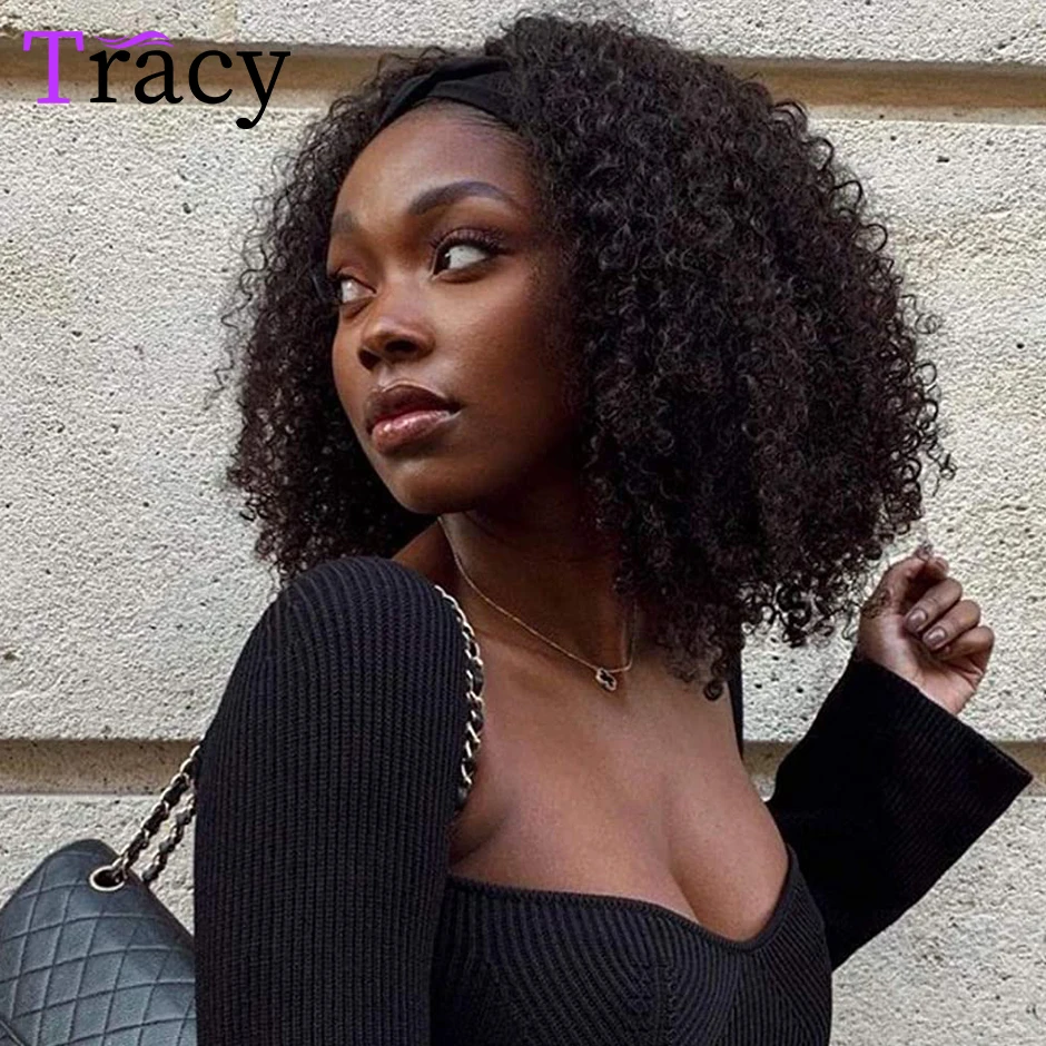 TRACY HAIR 13x4 Afro Kinky Curly Bob Wig Lace Front Human Hair Wigs Short Bob Wig Pre-Plucked Human Hair Lace Frontal Wig