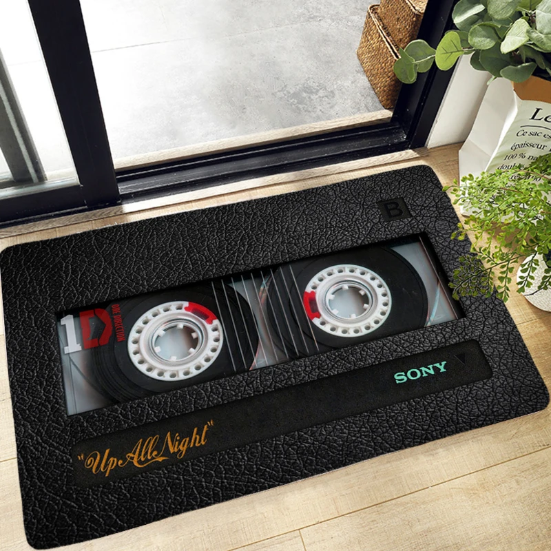 Retro Cassette Music Tape Floor Mat Multiple Choice Funny Entrance Door Mat Living Room Kitchen Non-Slip Carpet Bathroom Doormat