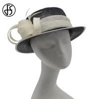 fs summer short brim fashion hats for women simple color block cap ladies elegant church hat european and american sunbonnet