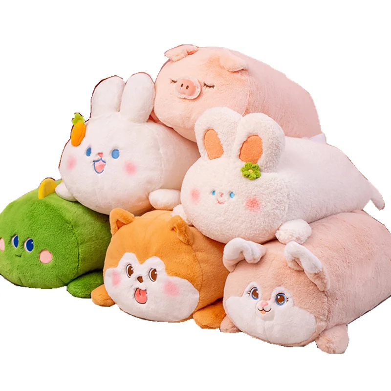 

Супермягкая мультяшная подушка в форме животного, мягкая длинная подушка в виде Сиба-ину, собаки, кролика, розовой свиньи, диванная подушка, подушка в подарок