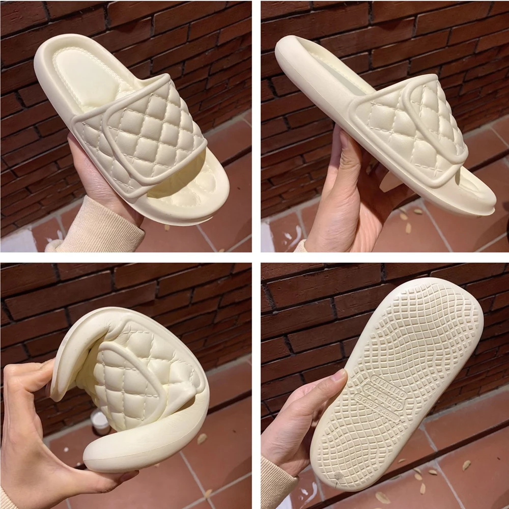Шлепанцы для мужчин и женщин Уличная обувь на платформе с ромбовидной сеткой