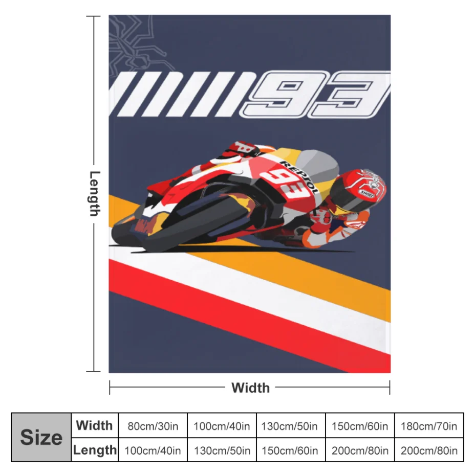 Одеяло Marc Marquez Motos Gp 93 Throw Blanket Fuzzy Warm Throws for Winter Bedding3D Printing Soft Micro Fleece on.