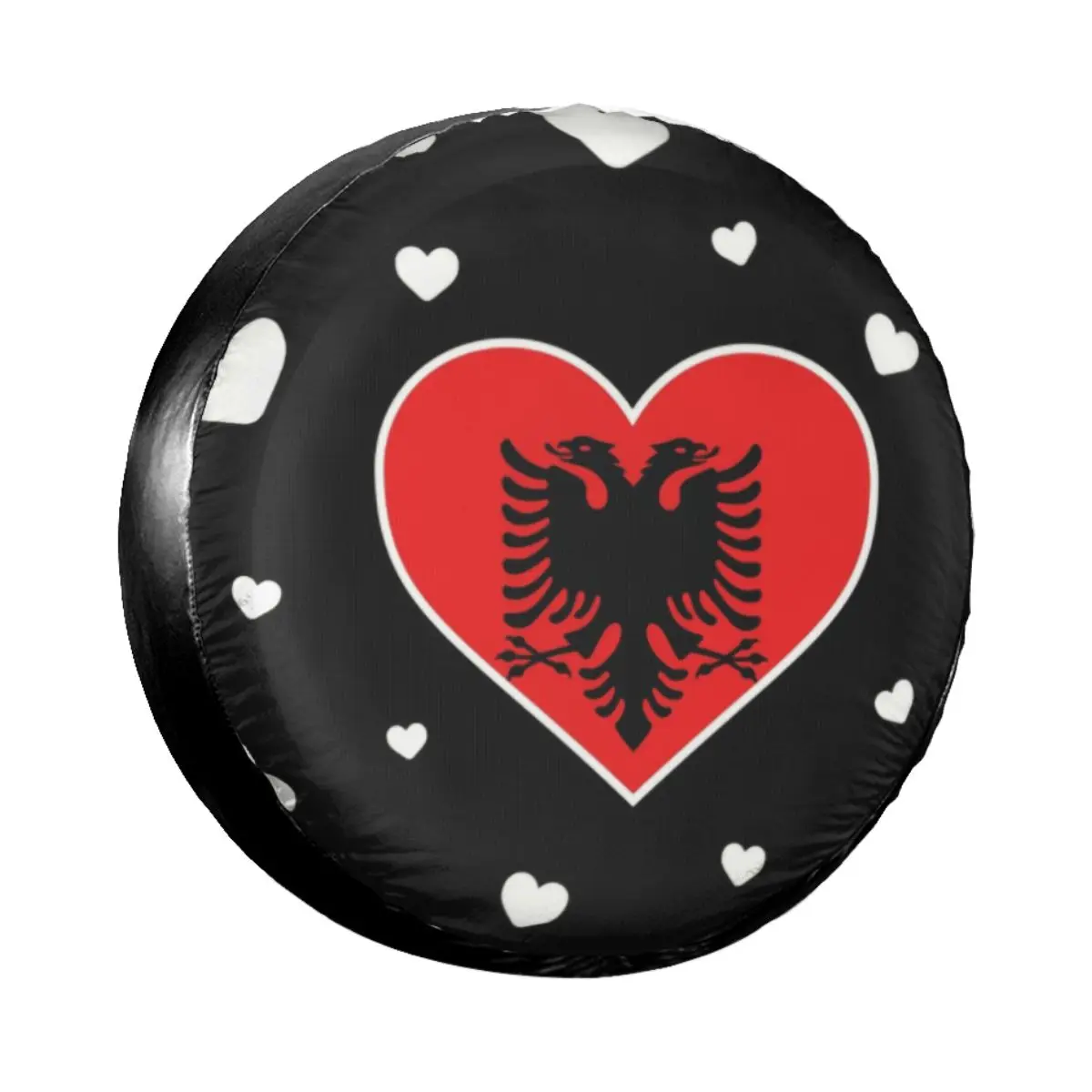 

Albania Love Flag Heart Designs Spare Wheel Tire Cover Case for Suzuki Mitsubish Albanian Vehicle Accessories 14" 15" 16" 17"
