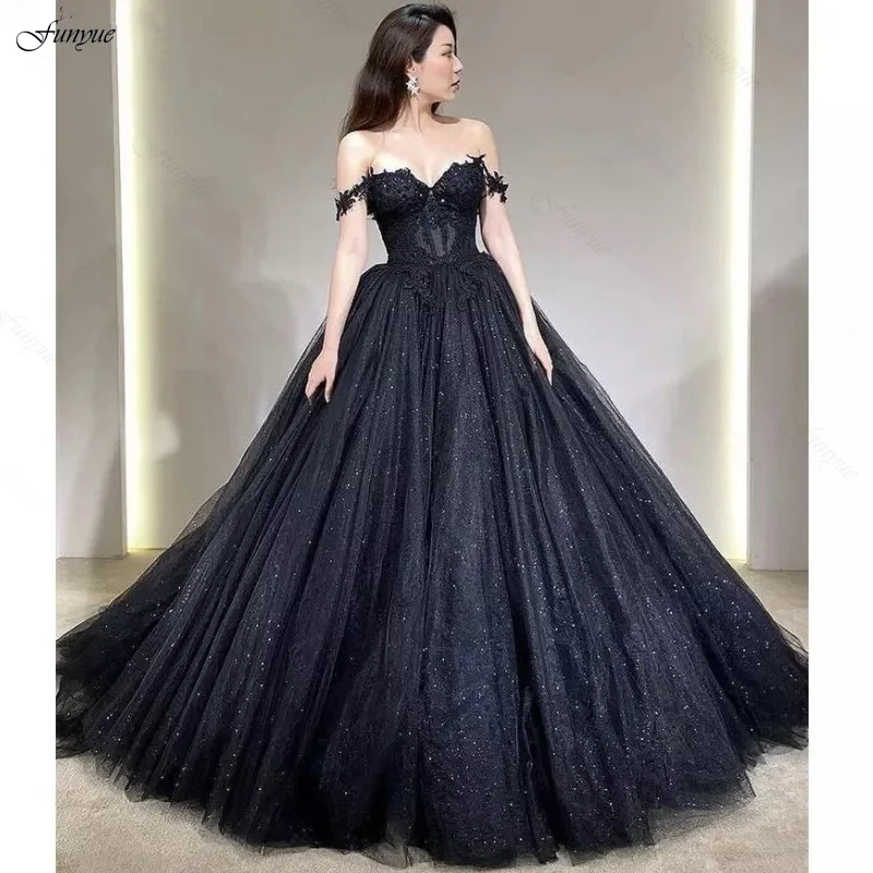 

Сексуальное черное бальное платье А-силуэта, вечерние платья, милое длинное платье с открытыми плечами и открытой спиной для вечеринки