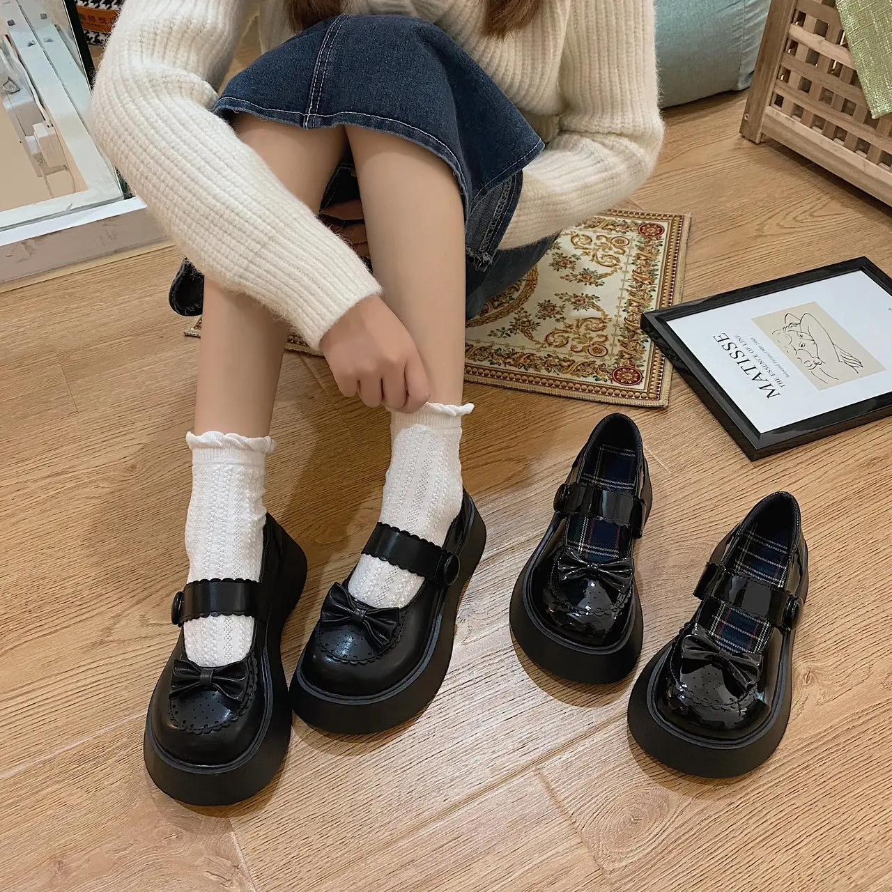 

Vintage Lolita Women Shoes Japanese Style Soft Girls Wedges High Heels Waterproof Platform College Student Cosplay Costume Shoes