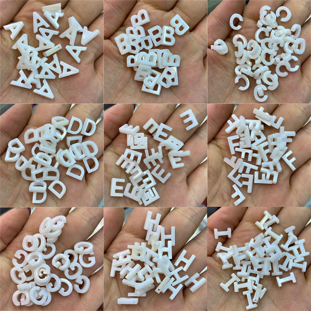 50 PCS Natural White Shell Letter ABCD Beads DIY Jewelry Making Necklace Bracelet Earrings Accessories Gift