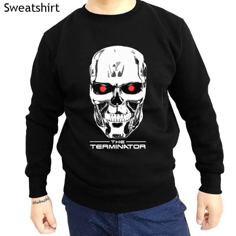 

drop shipping Arnold Schwarzenegger Robot Skull shubuzhi men o-neck sweatshirt fashion brand casual hoodies cotton print hoody
