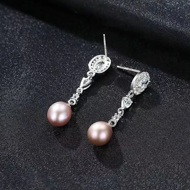 

Natural Pearl Zircon Earrings 925 Sterling Silver For Women Charm Fashion Lucky Jewelry Birthday Gift Misfrss