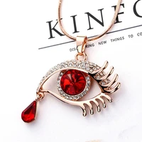 high quality necklace fashion bijoux women jewelr crystal gold color big eye tear pendant