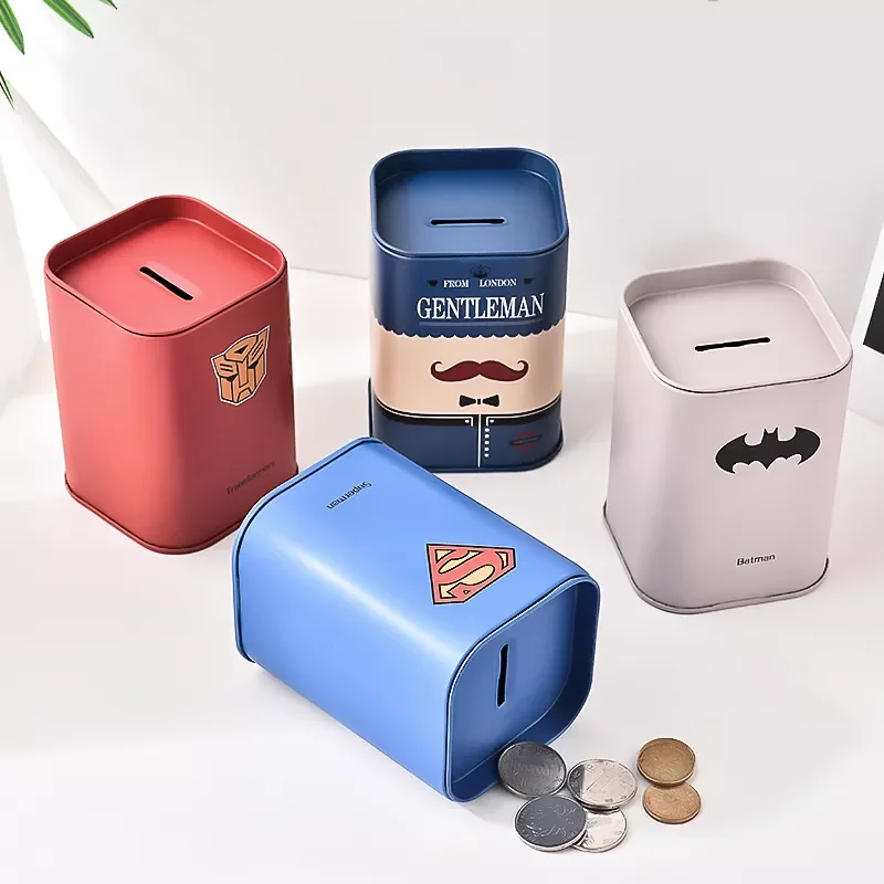 

Cute Piggy Bank Metal Personalise Square Logbook Series Tin Plate Box Money Saving Pot Coin Box Jewelry Box Storage Tank