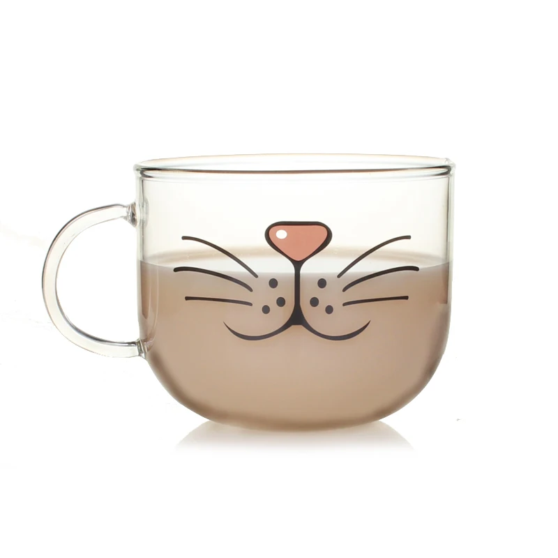 

2022 New Creative MugNovelty Glass Cup Cat Face Mugs Coffee Tea Milk Breakfast Mug Creative Gifts 540ml