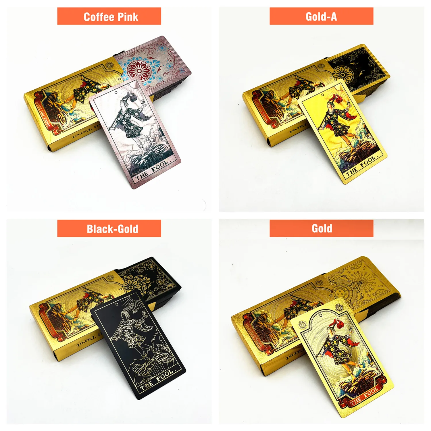 1 Deck Tarot Cards Plastic Rider Waite Gold Black Waterproof Durable Oracle With Guide Book 78 L720 |