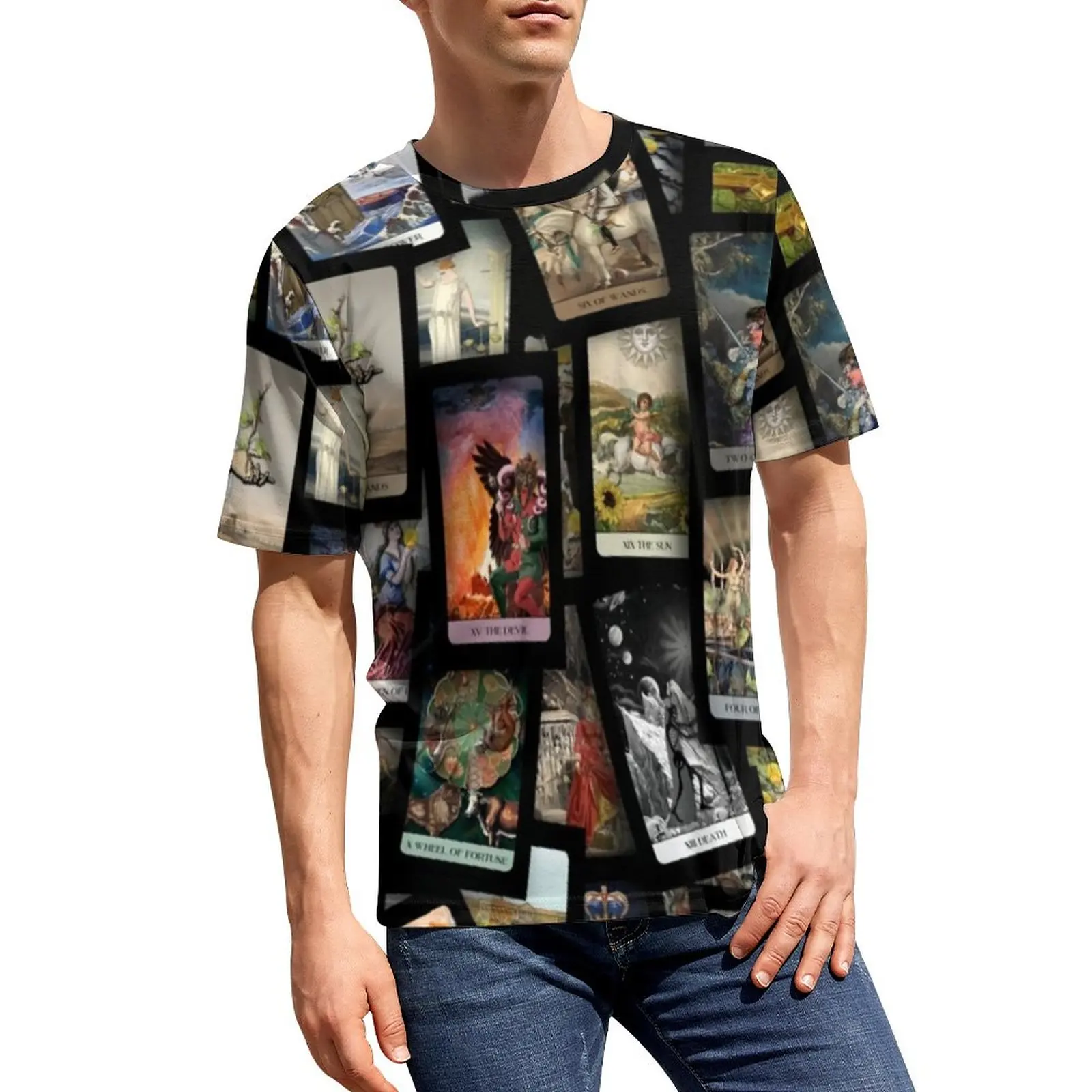 

Tarot Deck Print T Shirt Victorian Art Male Trending T Shirts Summer Custom Tee Shirt Short Sleeve Kawaii Plus Size Tops Gift