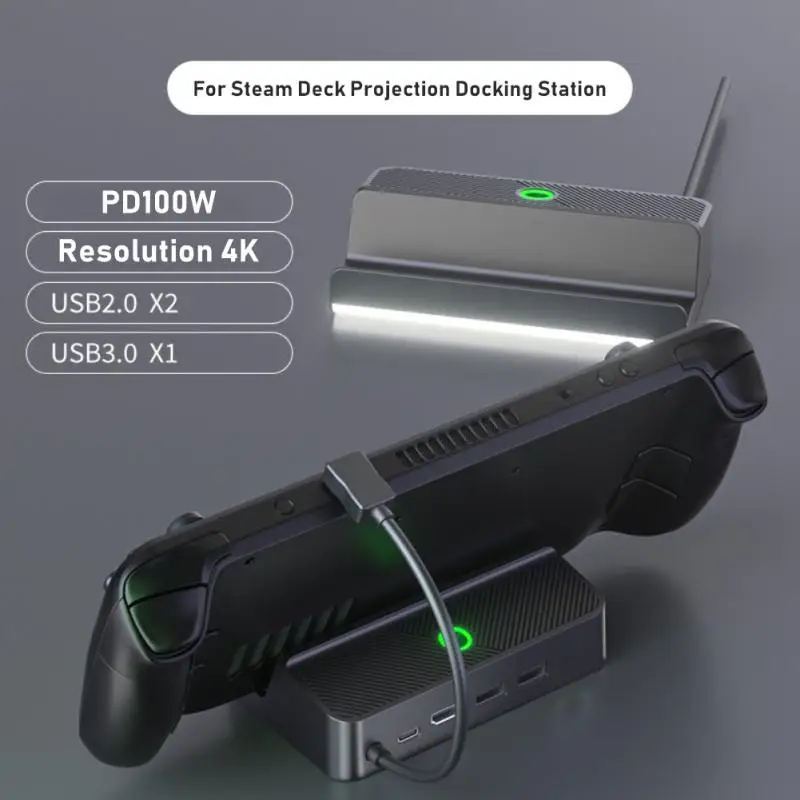 

Steam Deck Docking Station TV Base Stand 5 In 1 Hub Aluminum Alloy Holder Dock 4K HDMI-compatible USB-C For Steam Deck Console