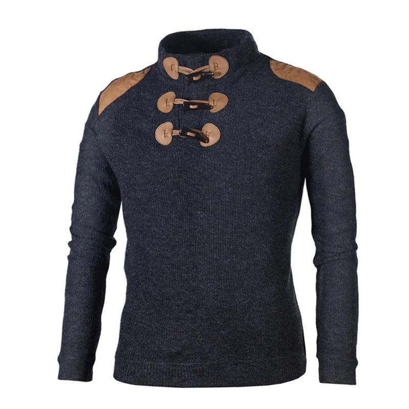 

Men Slim-fits Collar Long-sleeved Button Knitted Sweatershirt Men Casual Sports Pullover New