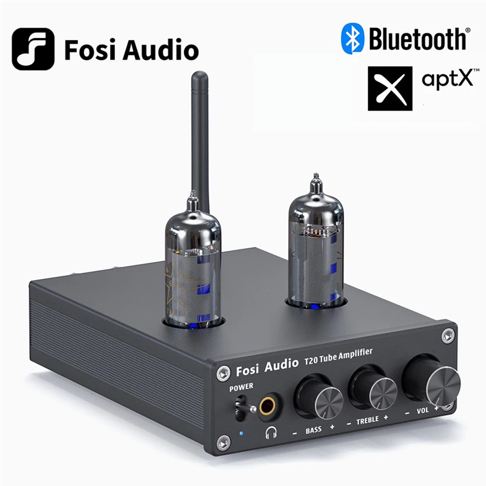 Fosi Audio Bluetooth Vacuum Tube Amplifier AptX HD Stereo Power Amp 50W TPA3116D2 Portable Headphone Amplifier For Home Speakers