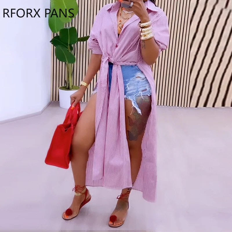 Женская Повседневная Асимметричная блузка со шнуровкой и длинными рукавами