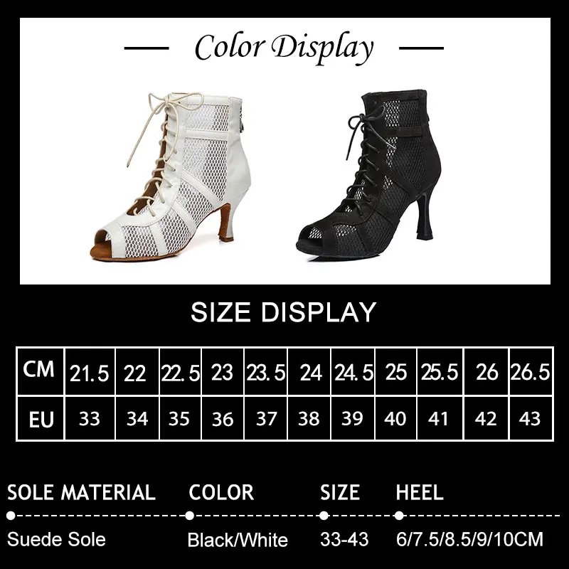 SWDZM Fashion Dance Boots New Women's Latin Jazz Tango Ballroom Party Shoes Breathable Ladies High Heels Rumba Samba Shoes