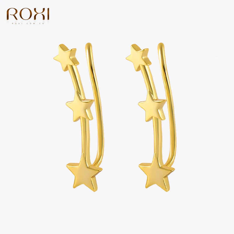 ROXI 18K Gold Star Series Clip Earrings For Women 925 Sterling Silver Fake Cartilage Pierceable Earring Jewelry Pendientes 925