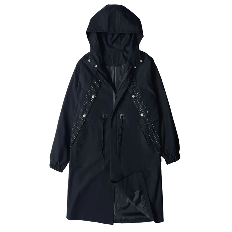 Тренчкот мужской длинный повседневный модная ветровка с капюшоном в стиле