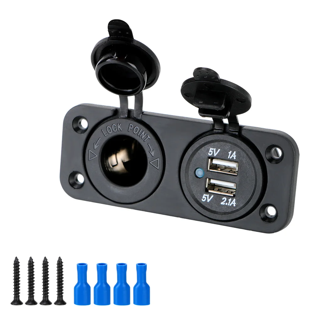 

Charger Power Adapter For Car And RV Car Accessories 12-24V Car Cigarette Lighter Socket Splitter 5V Dual USB Charging