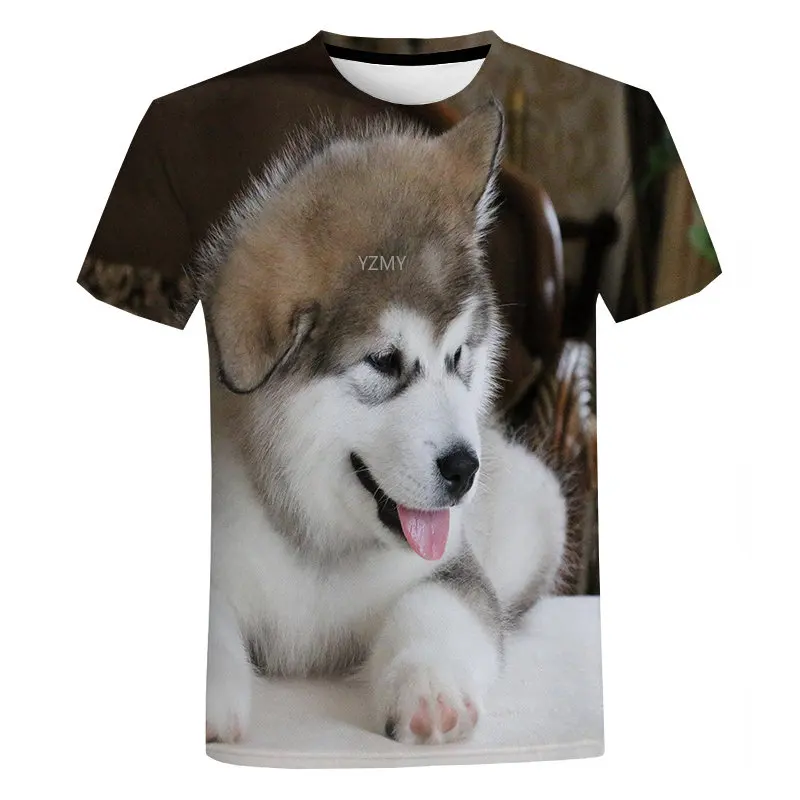 

Футболка женская с 3D-принтом собаки, милая рубашка с животными, модный топ в стиле Харадзюку, с коротким рукавом
