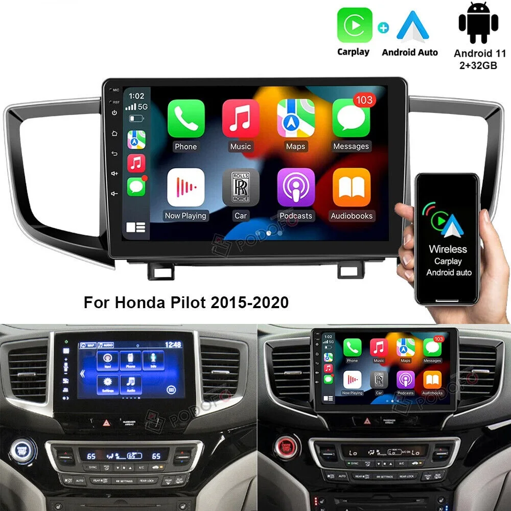 Фото 9-дюймовый Android 13.0 4 ГБ + 64 ГБ для Honda Pilot 2015-2020, автомобильный GPS-навигатор, мультимедийный плеер, радиомагнитофон, головное устройство Carplay №1