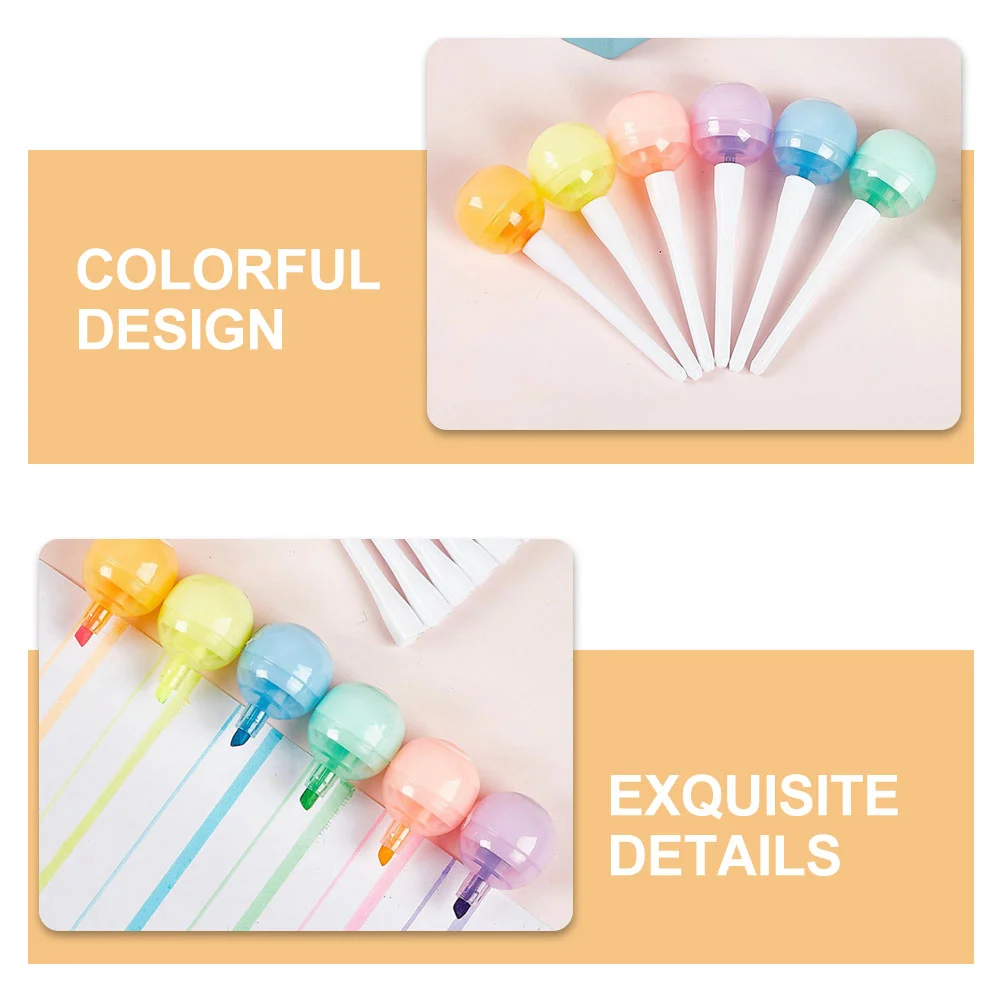 6 шт. маркер мини-маркер студенческая кисть ярких цветов эстетические ручки