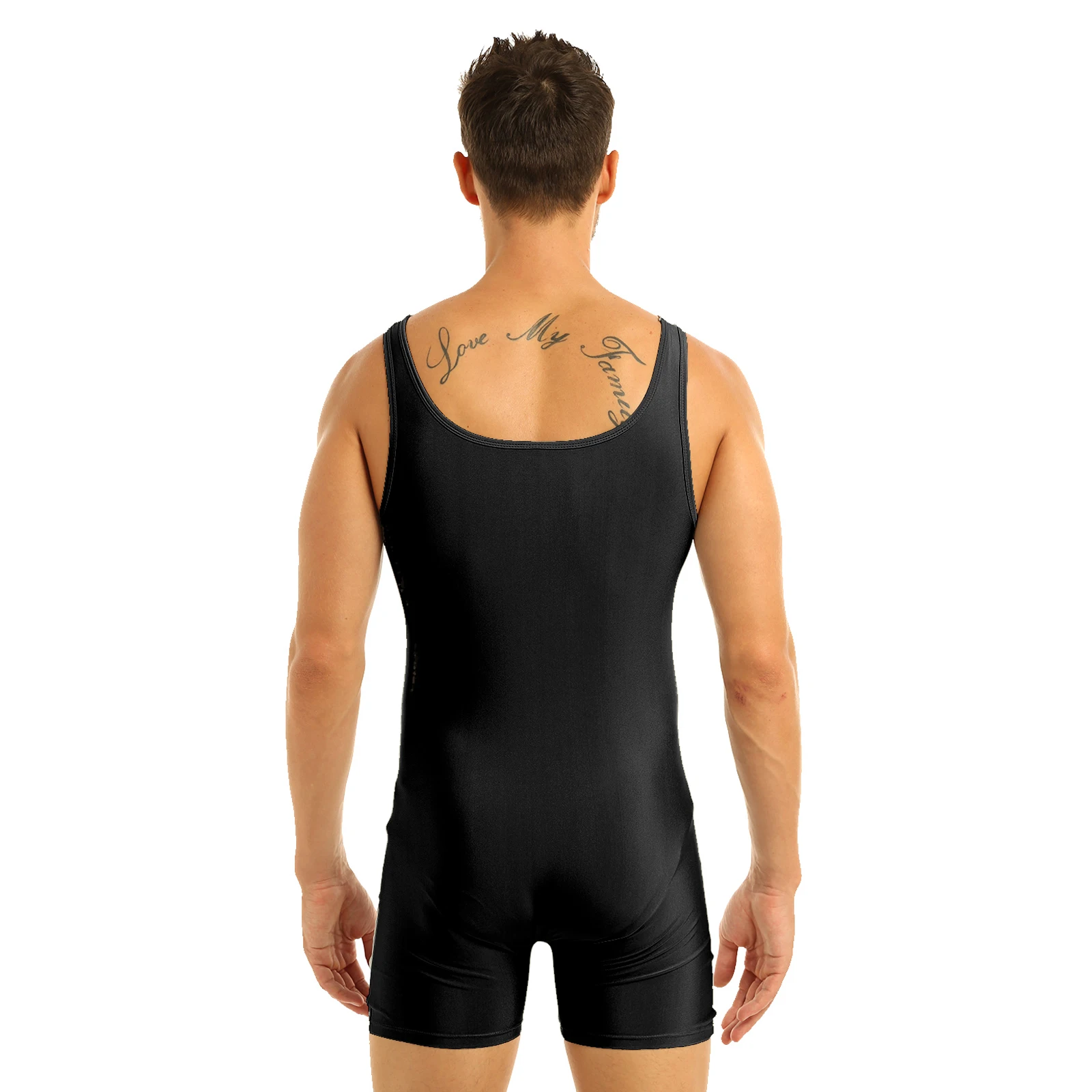 Men's One-Piece Swimsuit Swimwear Sleeveless Stretchy Spandex Bodysuit Workout Dance Biketard Unitard Gym Wear Leotard