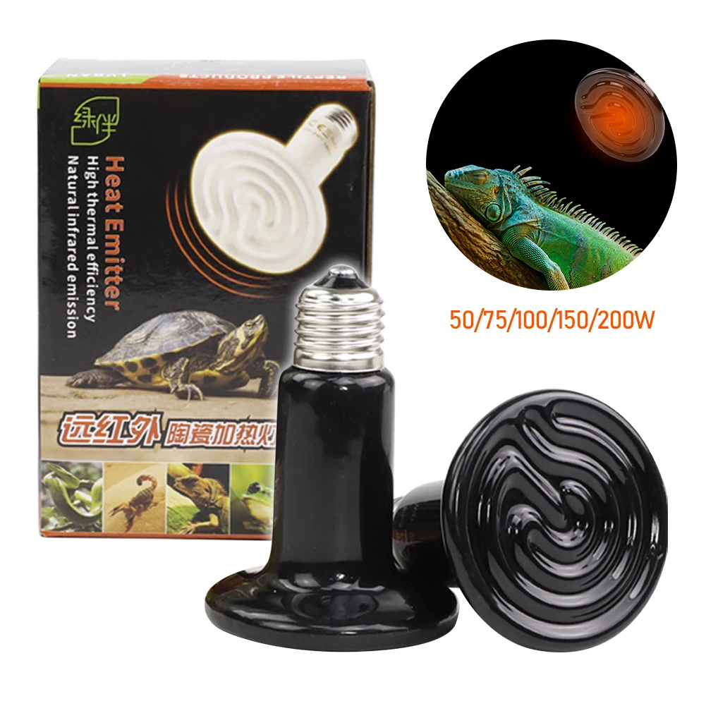 

50/75/100/150/200W Reptile Pet No Light Far Infrared Ceramic Heating Lamp Mini Heat Emitter Light Reptile Turtle Brooder Bulb
