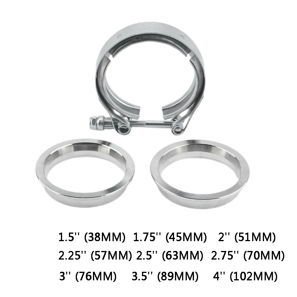 

4/3.5/3/2.75/2.5/2.25/2/1.75/1.5 inch Flat 304 Stainless Steel V-Band Clamp Steel Flange Exhaust Downpipe T-Bolt Flat Flange