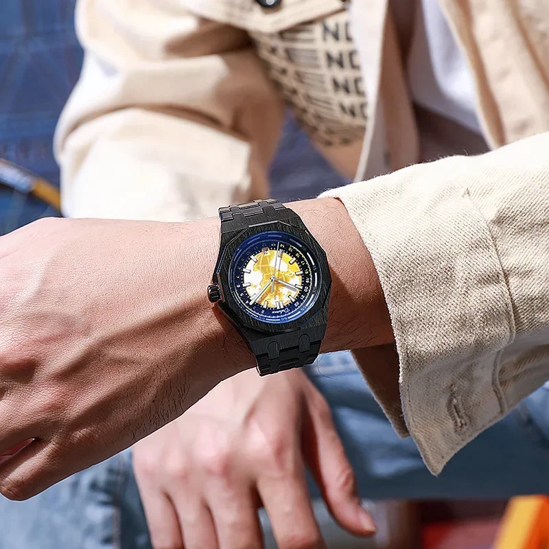 Earth Watch Disc Tourbillon Автоматические механические часы Мужские повседневные