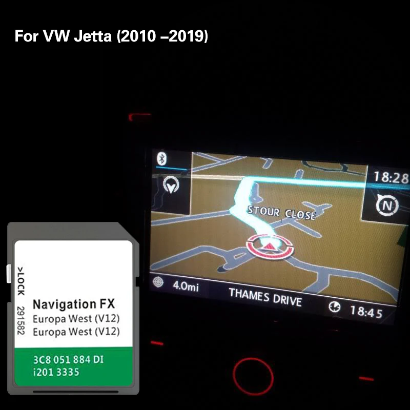 

8GB FX V12 West Europe For VW Jetta 2010 -2019 Cover Germany Finland France Spain Poland Map SD Card