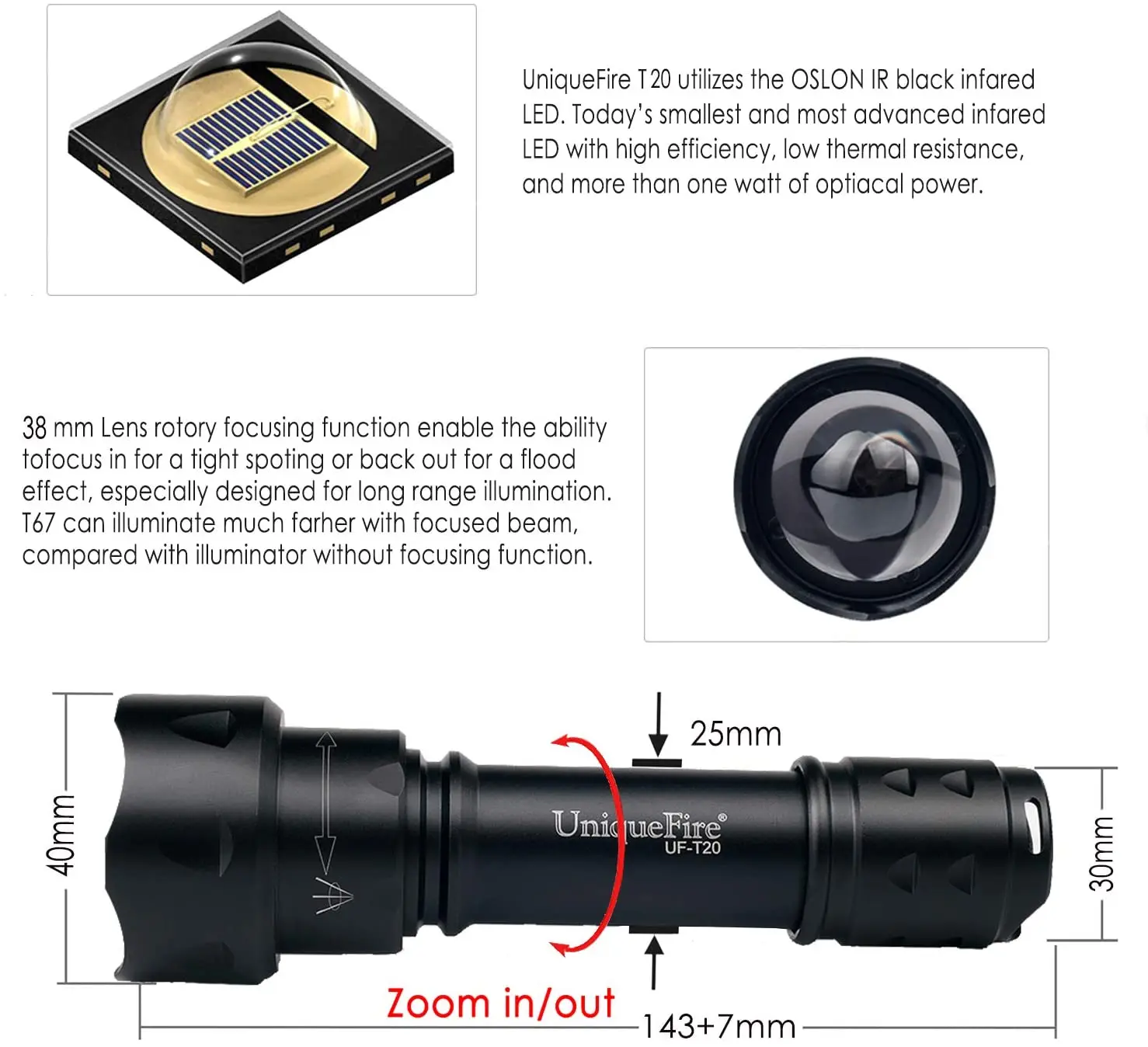 Уникальный Инфракрасный фонарик T20 IR 940nm фонарь для охоты кемпинга