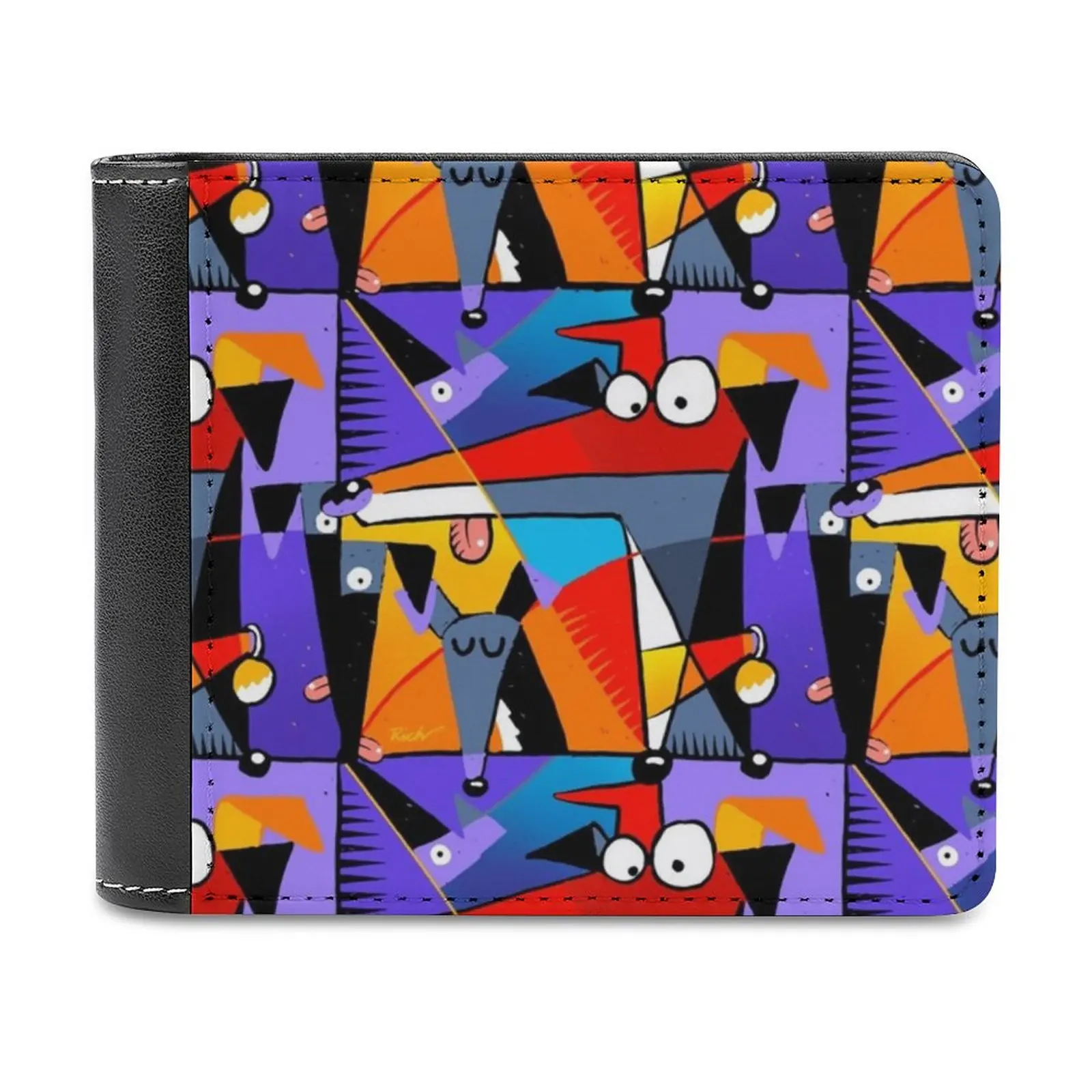 

Derpism Leather Wallet Men's Wallet Diy Personalized Purse Father'S Day Gift Greyhound Lurcher Whippet Dog Cartoon Rich