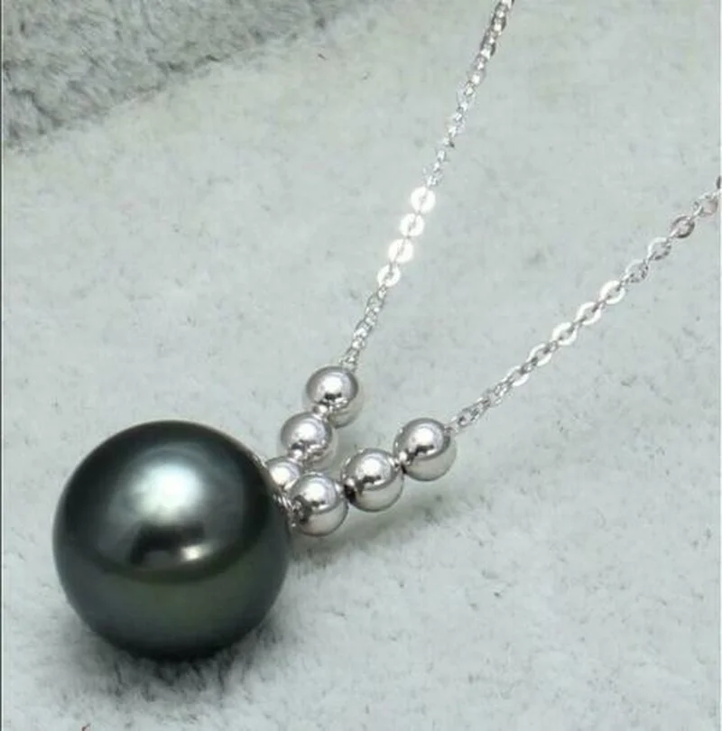 

Цепочка из белого золота 18 К AAA10-11 мм, ожерелье из таитянского жемчуга черного и серого цвета, ювелирное изделие 18 дюймов для женщин
