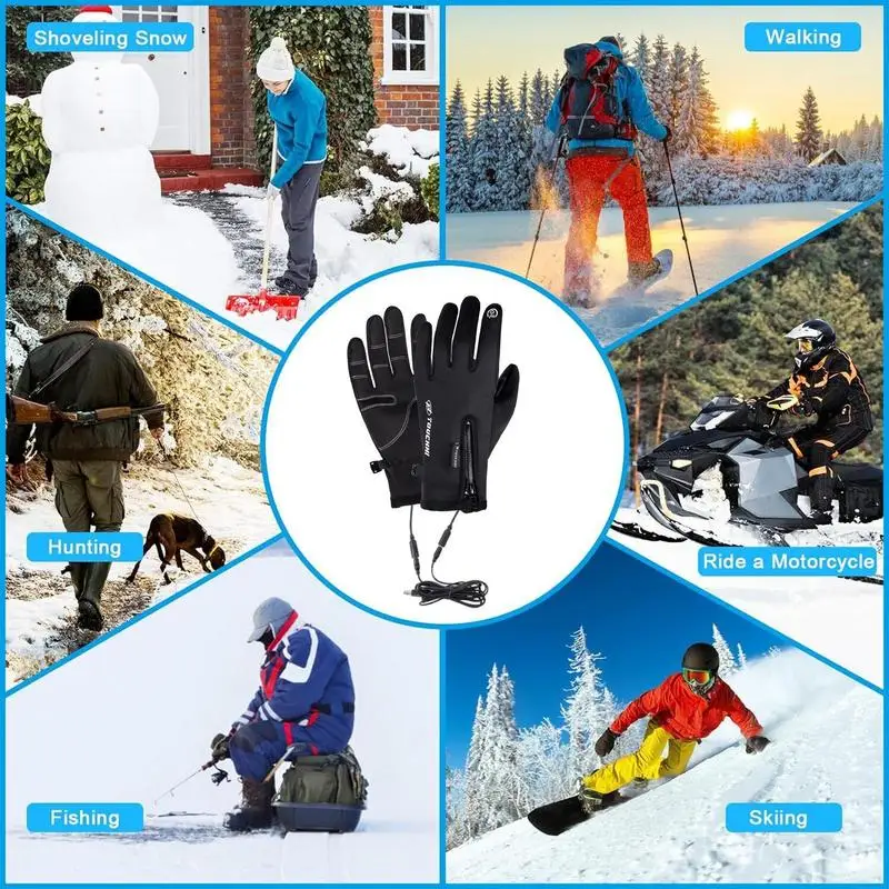 Перчатки с подогревом для мужчин и женщин зимние перчатки сенсорного экрана