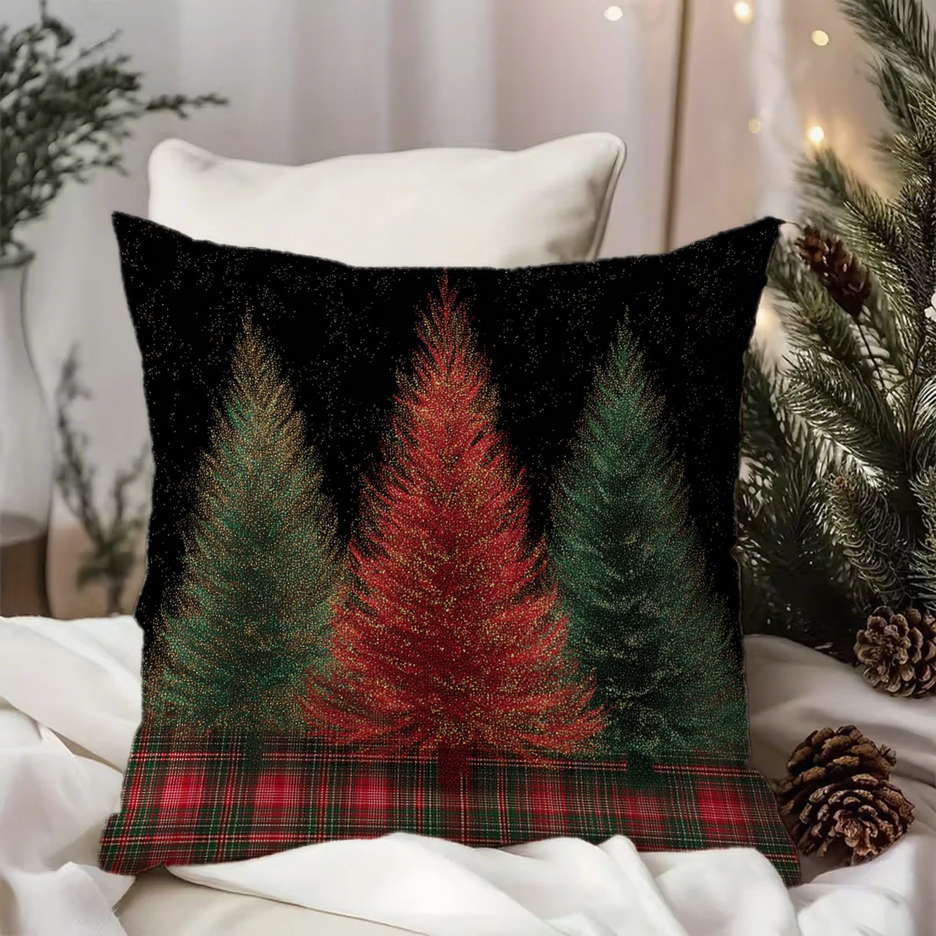 

Наволочка с рисунком Рождественской елки, полиэстер