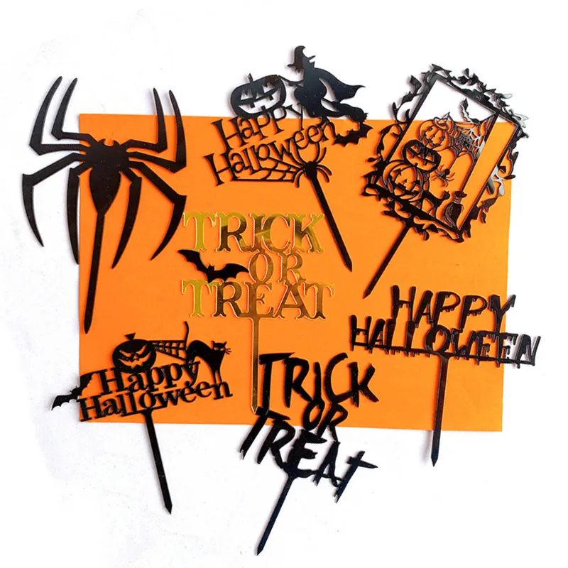 

Acrylic Halloween Party Decorations Witch Spider Cake Topper Pumpkin Black Cat Cupcake Baking Decor Cake Stand