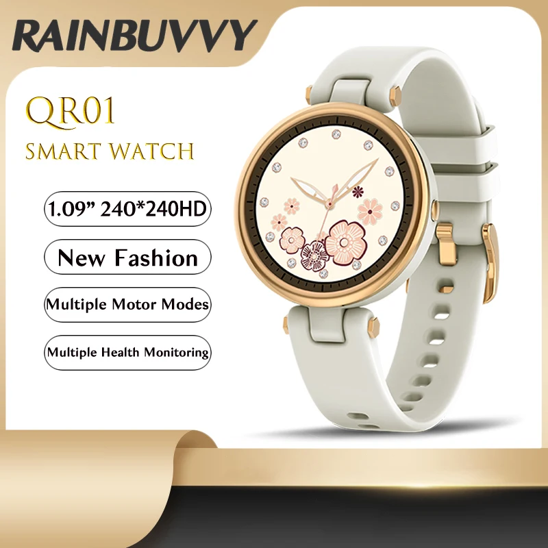

Rainbuvvy QR01 Smart Watch Lady Sport Smartwatch Heart Rate Blood Oxygen Monitor Women Girls Wristwatch For Android IOS